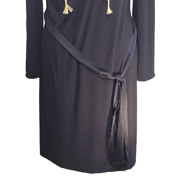 Emma & Michele Black Lace Front Belted Shift Dress Sz M - Picture 4 of 6